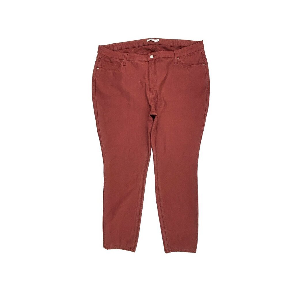 JustFab Skinny Jeans Women 24W Brick Red Denim High Rise Classic 10804